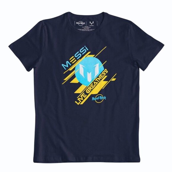 Hard Rock x Lionel Messi Live Greatness Graphic T Shirt Navy Size L - Picture 2 of 9